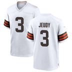JohmseeC.Browns #3 Jerry Jeudy Player White Home Game Stitched Jerseys