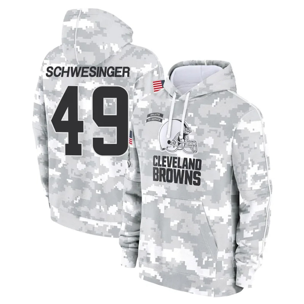 Johmsee C.Browns #49 Carson Schwesinger Player Arctic Camo Salute to Service Hoodies Limited Game Stitched Jerseys