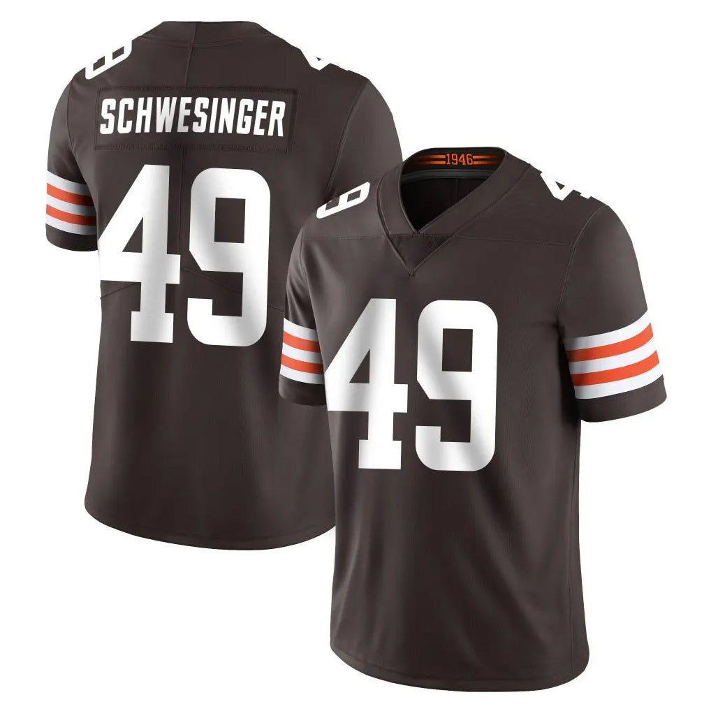 Johmsee C.Browns #49 Carson Schwesinger Player Brown Color Vapor Untouchable Limited Home Game Stitched Jerseys