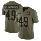 Johmsee C.Browns #49 Carson Schwesinger Player Olive 2025 Salute to Service Limited Home Game Stitched Jerseys