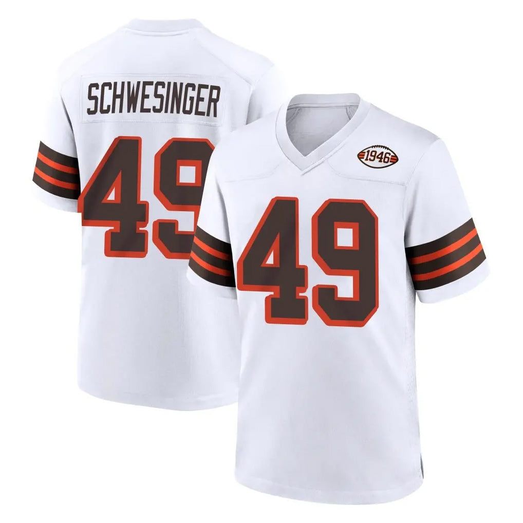 Johmsee C.Browns #49 Carson Schwesinger Player White Alternate Home Game Stitched Jerseys