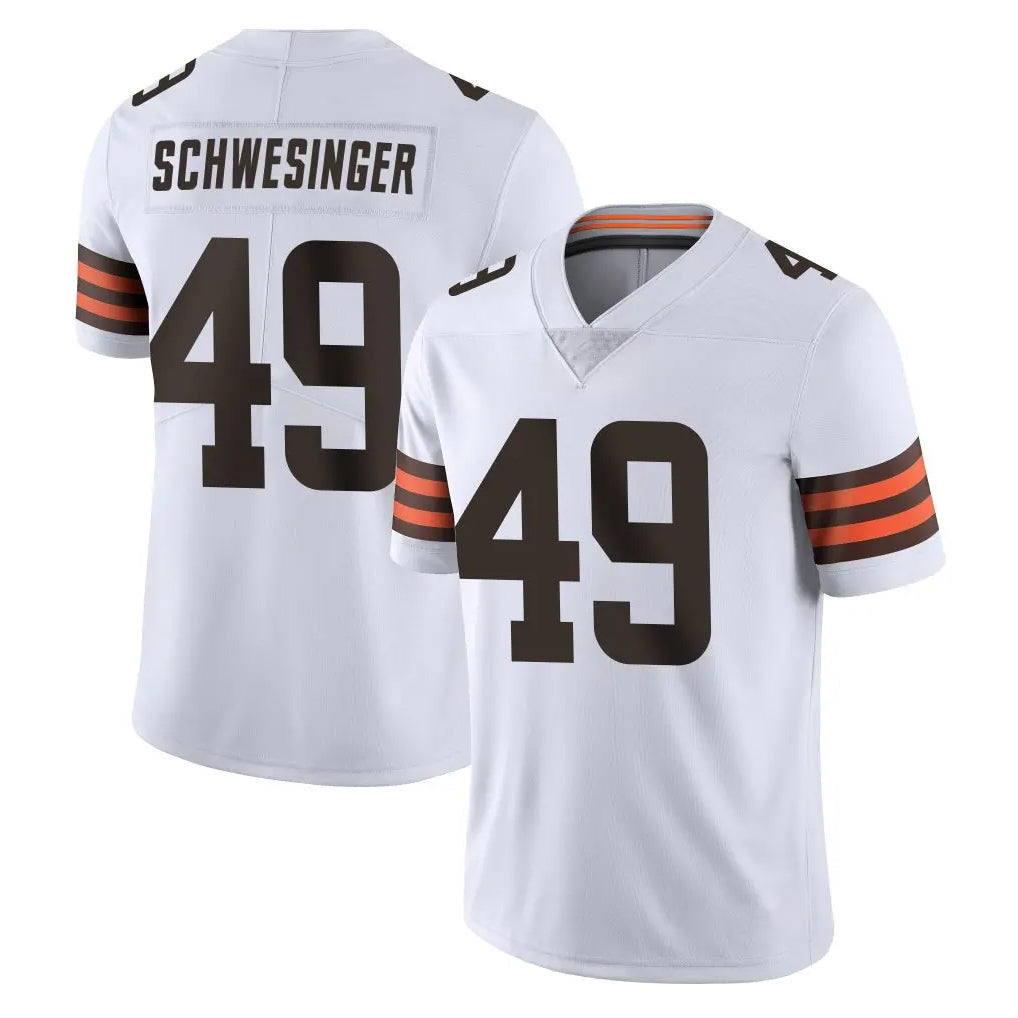 Johmsee C.Browns #49 Carson Schwesinger Player White Vapor Untouchable Limited Home Game Stitched Jerseys