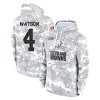 Johmsee C.Browns #4 Deshaun Watson Player Arctic Camo Salute to Service Hoodies Limited Game Stitched Jerseys