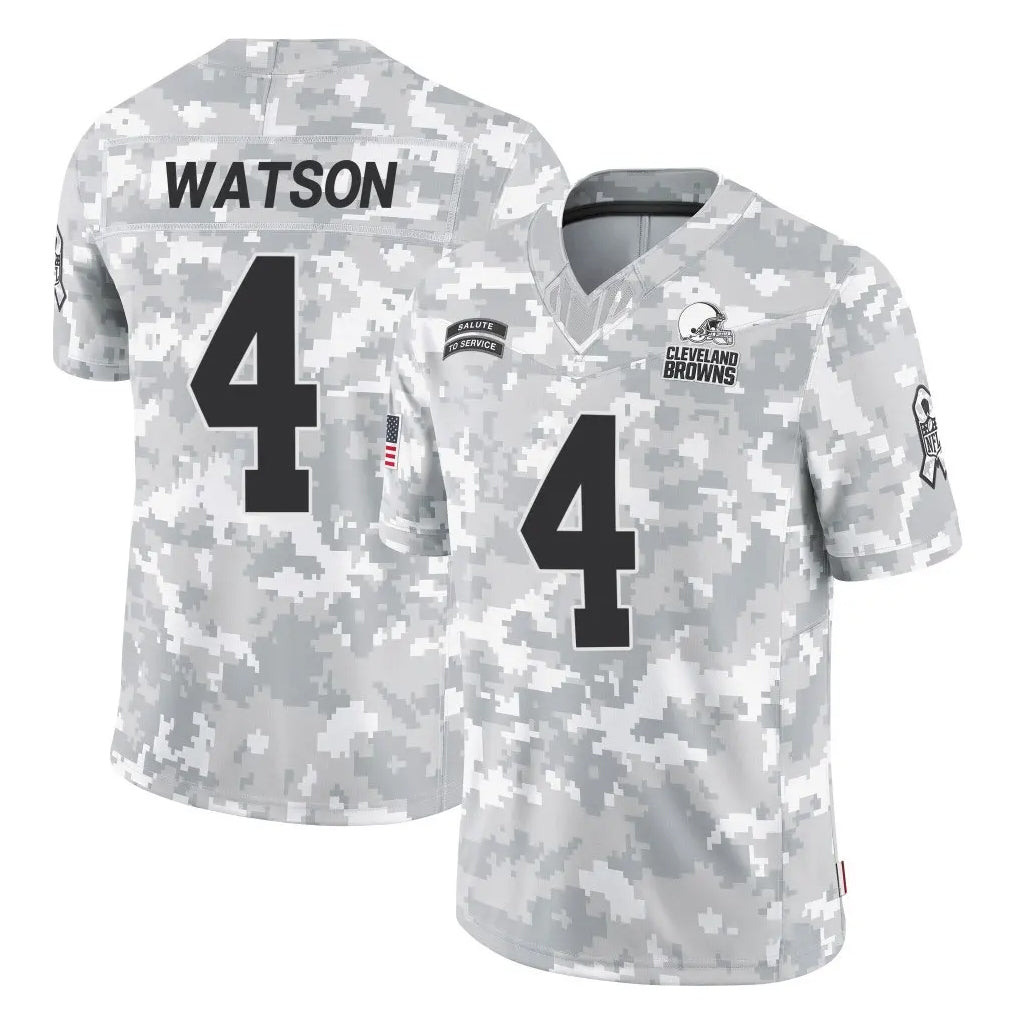 Johmsee C.Browns #4 Deshaun Watson Player Arctic Camo Salute to Service Limited Home Game Stitched Jerseys