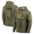 Johmsee C.Browns #4 Deshaun Watson Player Olive Salute to Service Pullover Hoodies Home Game Stitched Jerseys