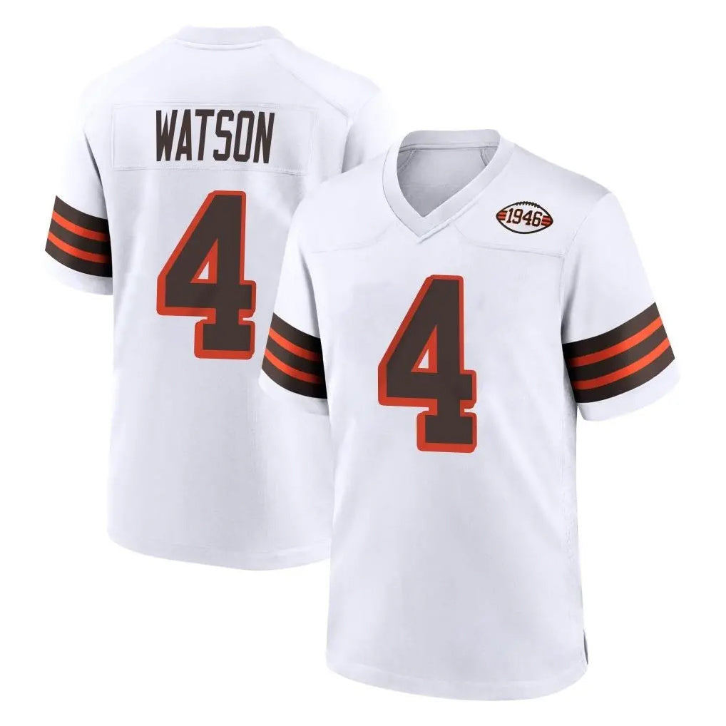 Johmsee C.Browns #4 Deshaun Watson Player White Alternate Home Game Stitched Jerseys