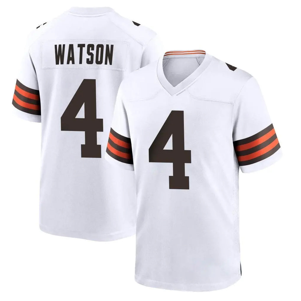 Johmsee C.Browns #4 Deshaun Watson Player White Home Game Stitched Jerseys