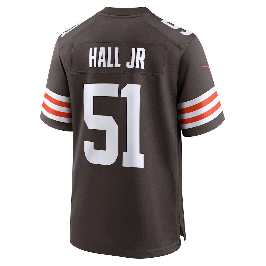 C.Browns #51 Mike Hall Jr. Brown Team Game Stitched American Football Jerseys