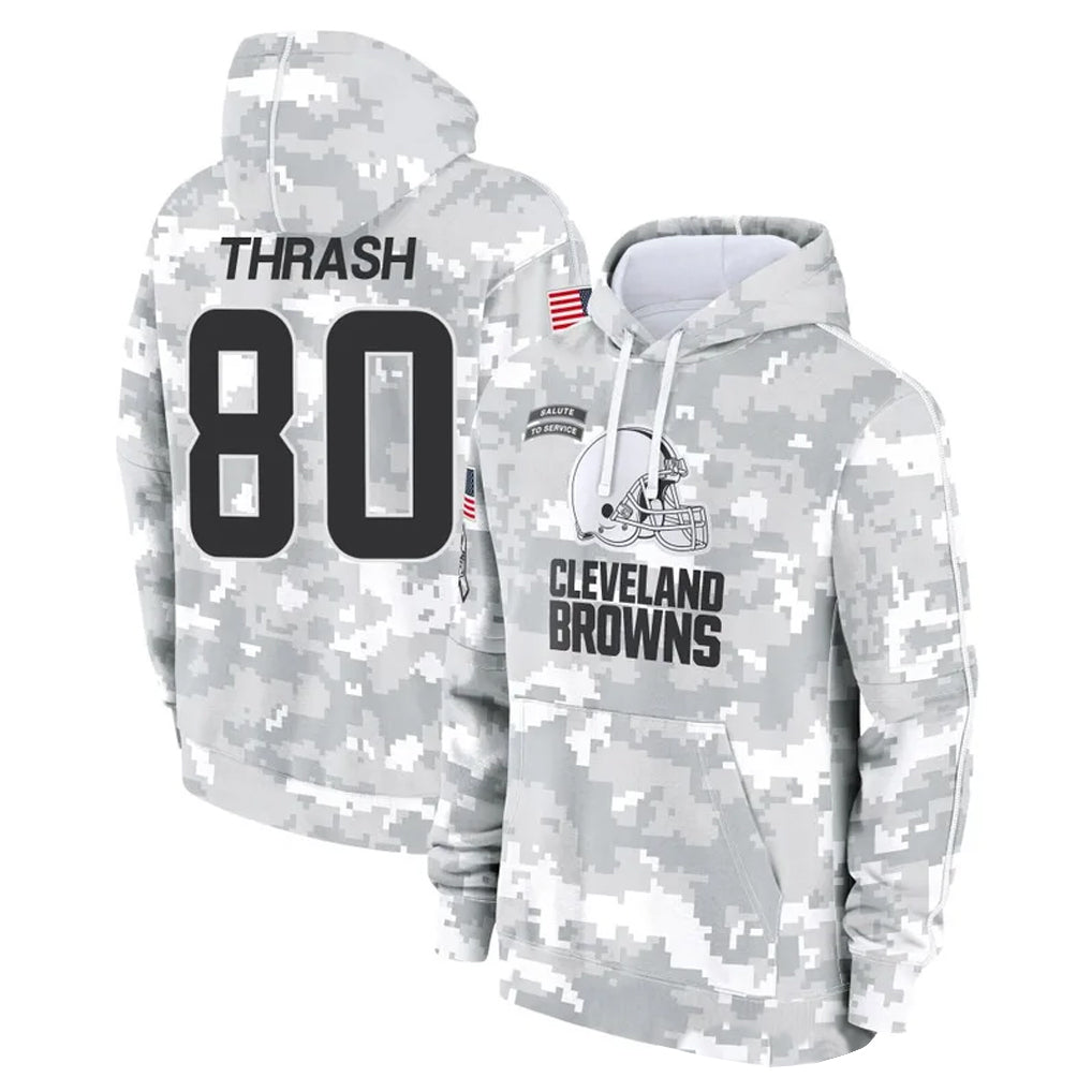 Johmsee C.Browns #80 Jamari Thrash Player Arctic Camo Salute to Service Hoodies Limited Game Stitched Jerseys