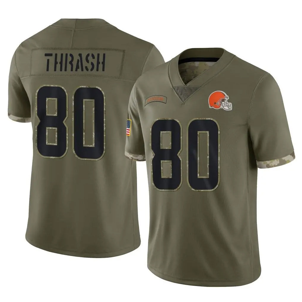 Johmsee C.Browns #80 Jamari Thrash Player Olive Salute to Service Limited Game Stitched Jerseys