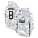 Johmsee C.Browns #8 Dillon Gabriel Player Arctic Camo Salute to Service Hoodies Limited Game Stitched Jerseys