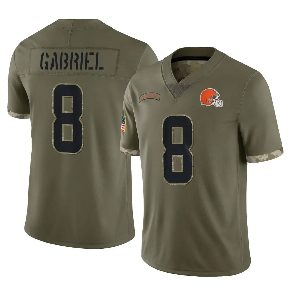 Johmsee C.Browns #8 Dillon Gabriel Player Olive Salute to Service Limited Game Stitched Jerseys