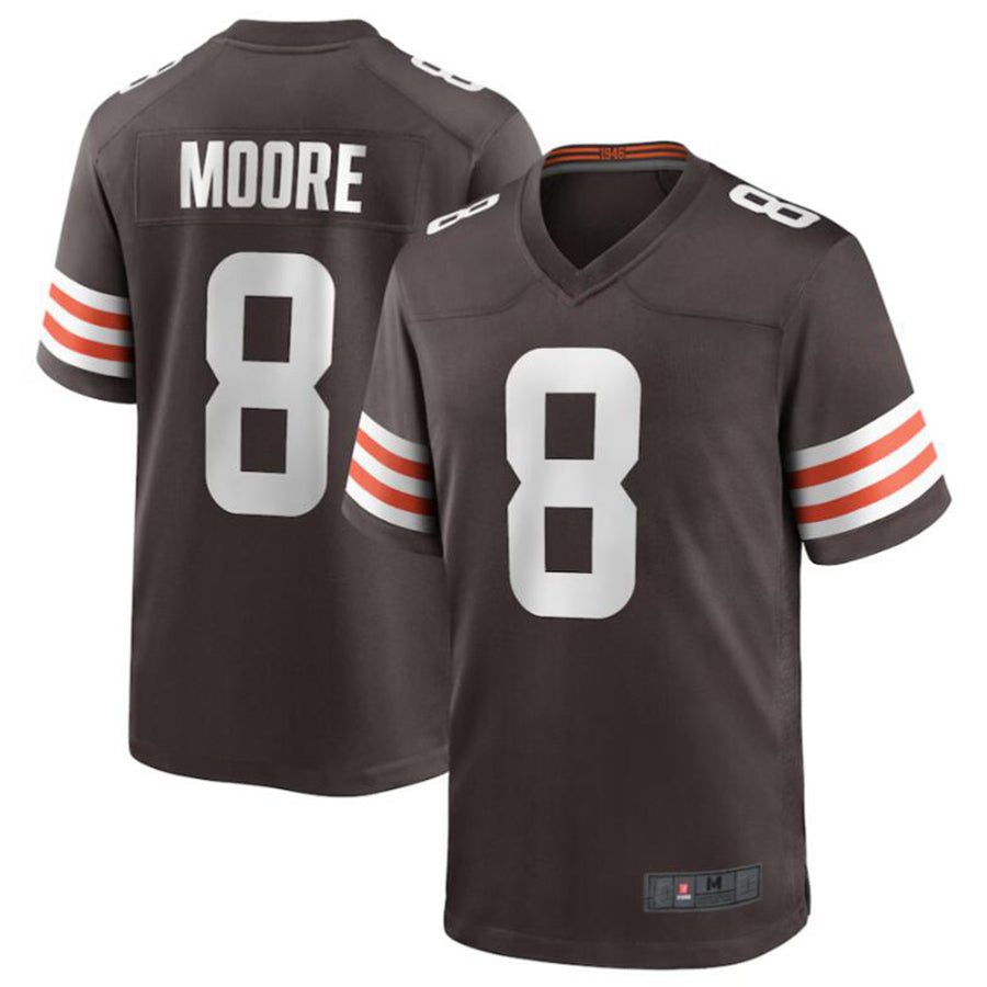 Johmsee C.Browns #8 Elijah Moore Brown Game Retired Player Jersey American Stitched Jerseys