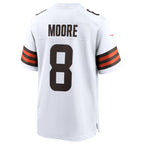Johmsee C.Browns #8 Elijah Moore White Game Retired Player Jersey American Stitched Jersey