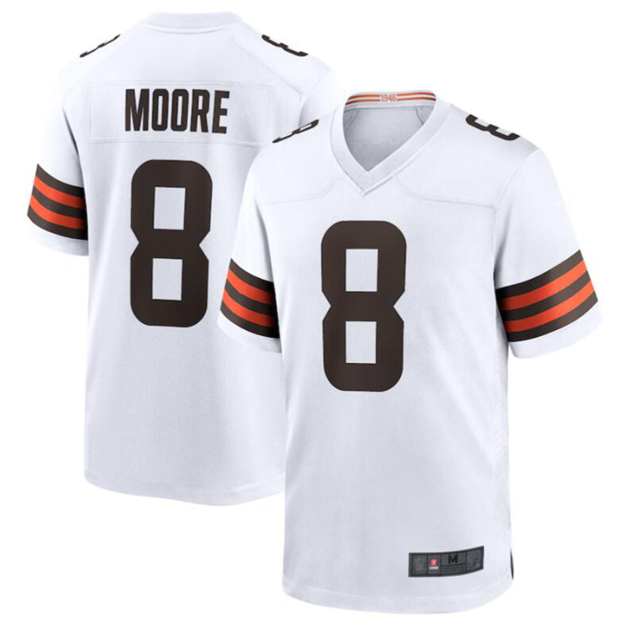 Johmsee C.Browns #8 Elijah Moore White Game Retired Player Jersey American Stitched  Jerseys