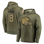 Johmsee C.Browns #8 Jared Verse Player Olive Salute to Service Pullover Hoodies Home Game Stitched Jerseys