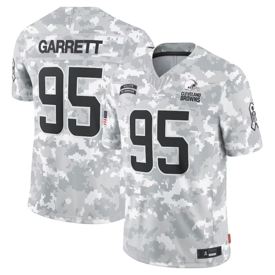 JohmseeC.Browns #95 Myles Garrett Player Arctic Camo Salute to Service Limited Stitched Jerseys