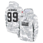 Johmsee C.Browns #99 Julian Okwara Player Arctic Camo Salute to Service Hoodies Limited Game Stitched Jerseys