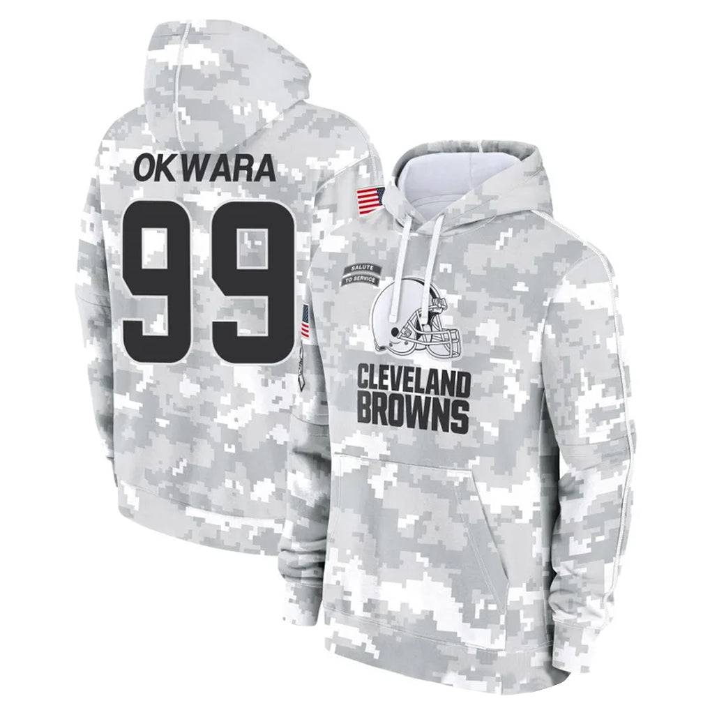 Johmsee C.Browns #99 Julian Okwara Player Arctic Camo Salute to Service Hoodies Limited Game Stitched Jerseys