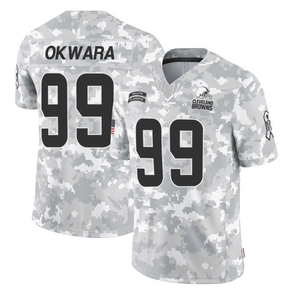 Johmsee C.Browns #99 Julian Okwara Player Arctic Camo Salute to Service Limited Home Game Stitched Jerseys