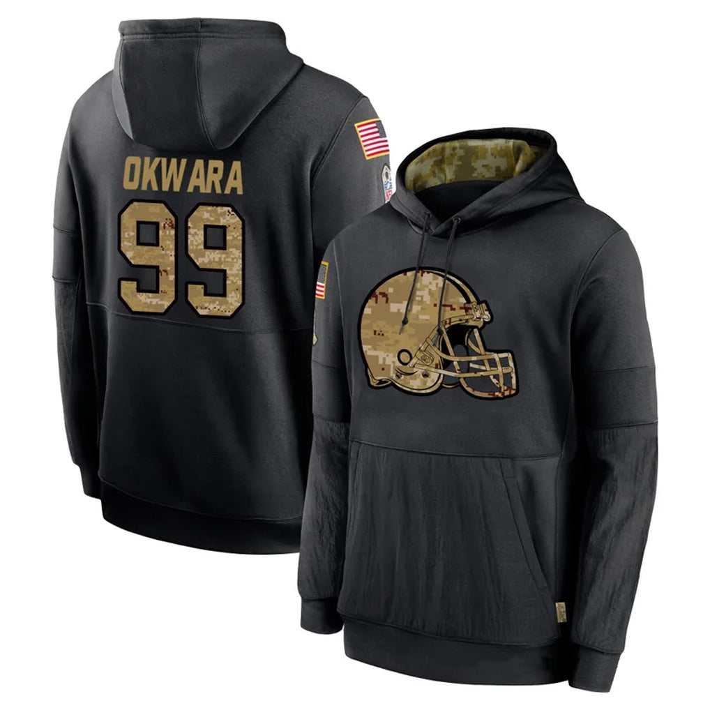 Johmsee C.Browns #99 Julian Okwara Player Black Salute to Service Pullover Hoodies Limited Stitched Jerseys