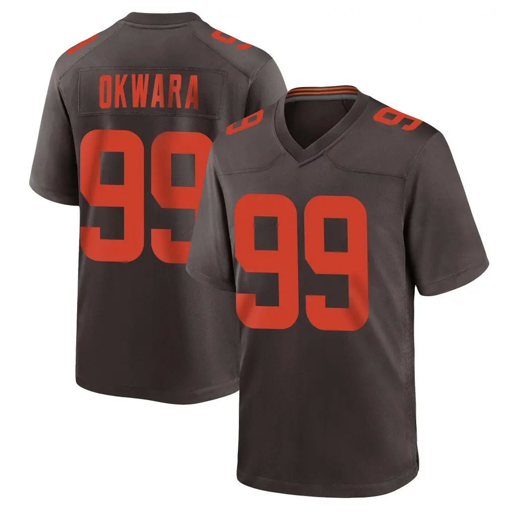 Johmsee C.Browns #99 Julian Okwara Player Brown Alternate Home Game Stitched Jerseys