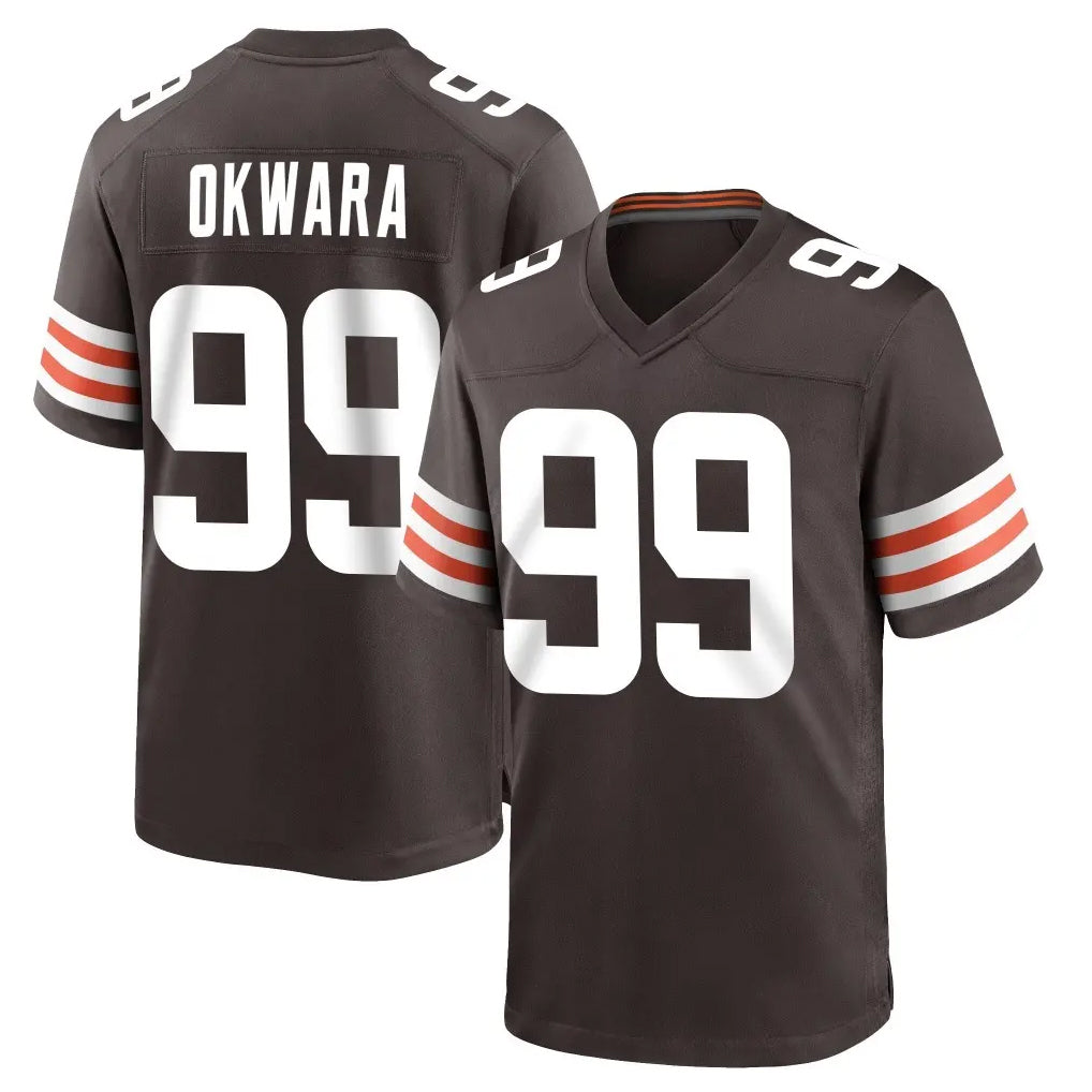 Johmsee C.Browns #99 Julian Okwara Player Brown Home Game Stitched Jerseys