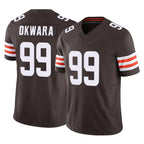 Johmsee C.Browns #99 Julian Okwara Player Brown Vapor F.U.S.E. Limited Home Game Stitched Jerseys