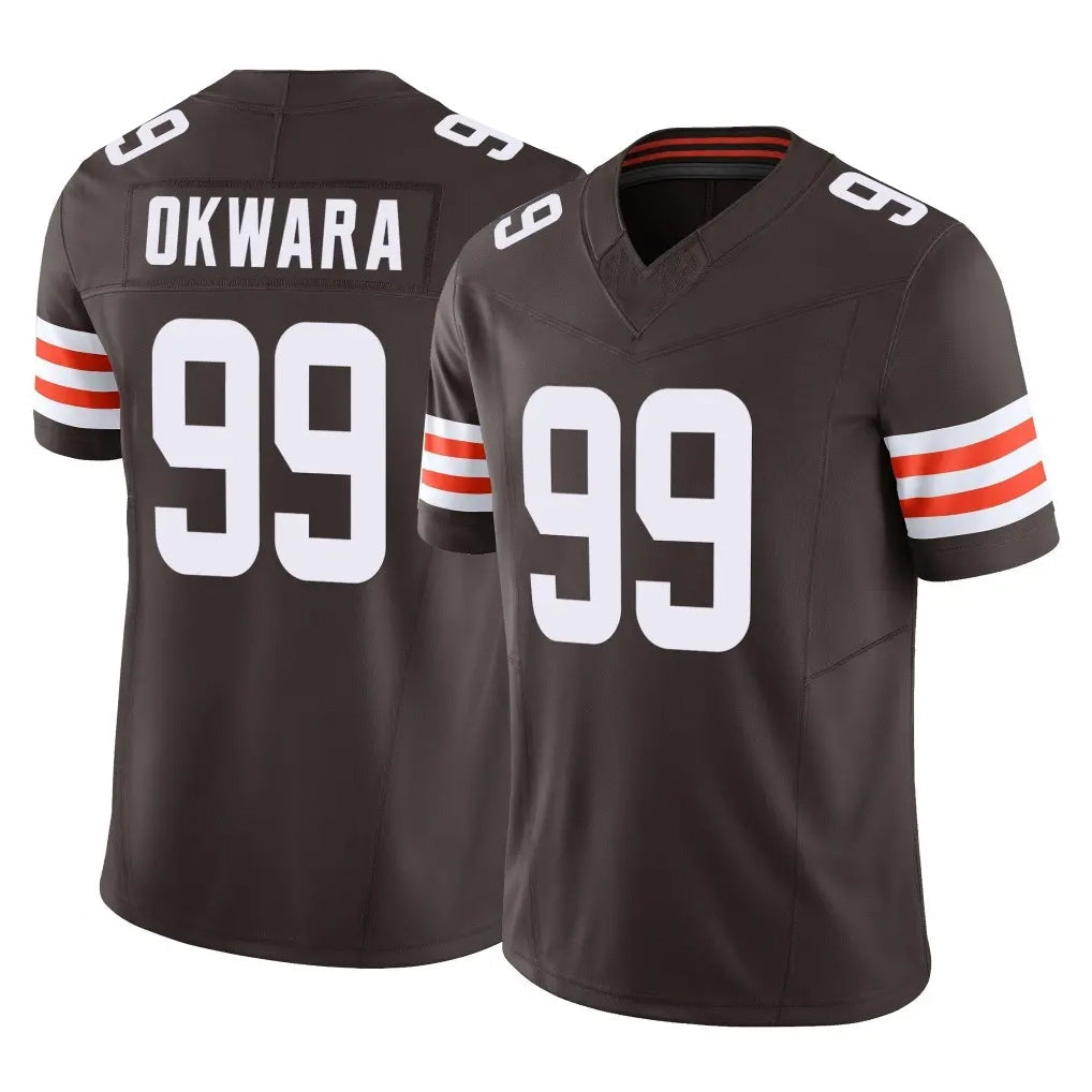 Johmsee C.Browns #99 Julian Okwara Player Brown Vapor F.U.S.E. Limited Home Game Stitched Jerseys
