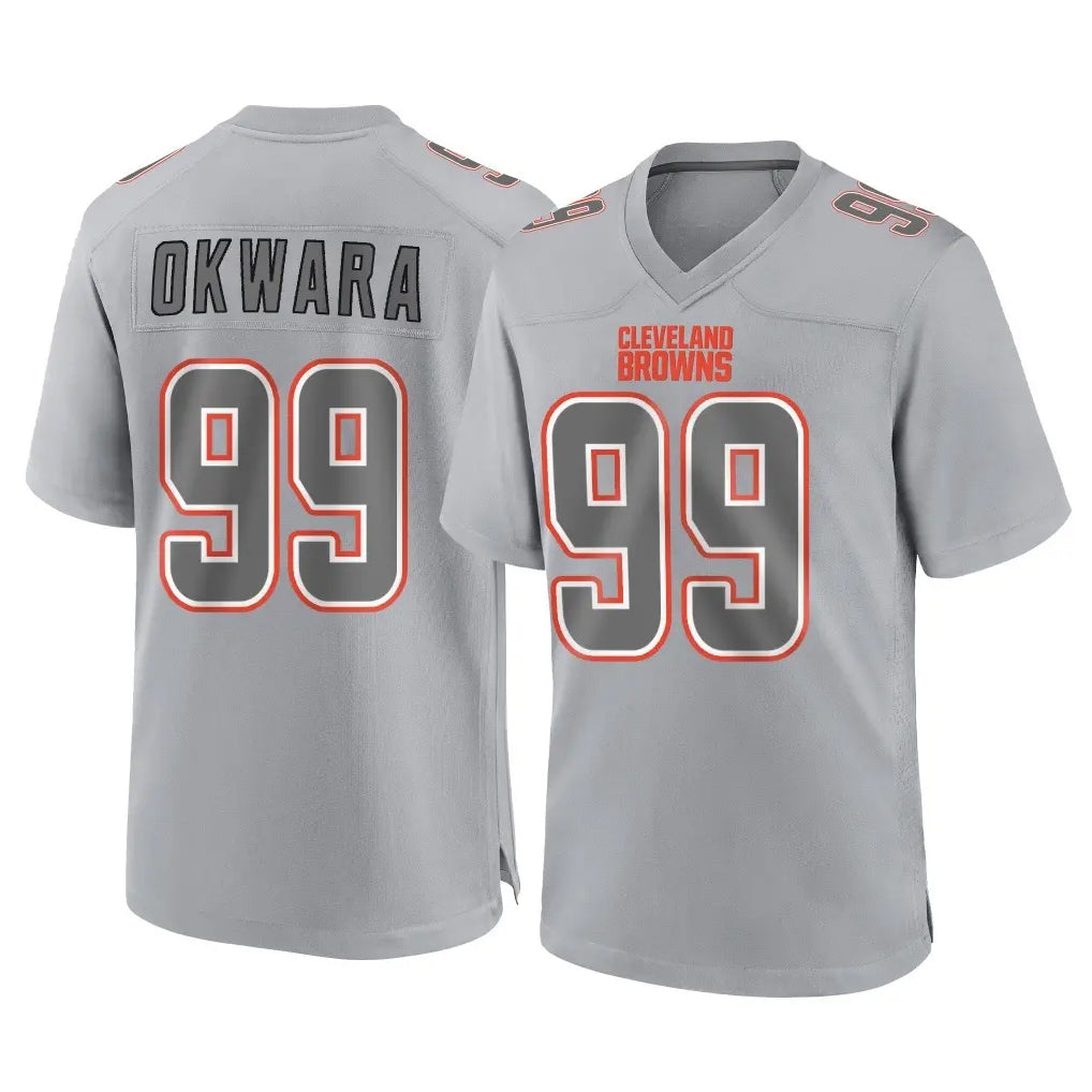Johmsee C.Browns #99 Julian Okwara Player Gray Atmosphere Fashion Game Stitched Jerseys