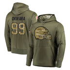 Johmsee C.Browns #99 Julian Okwara Player Olive Salute to Service Pullover Hoodies Home Game Stitched Jerseys