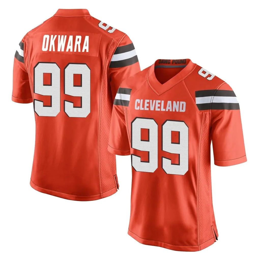 Johmsee C.Browns #99 Julian Okwara Player Orange Vapor Limited Home Game Stitched Jerseys