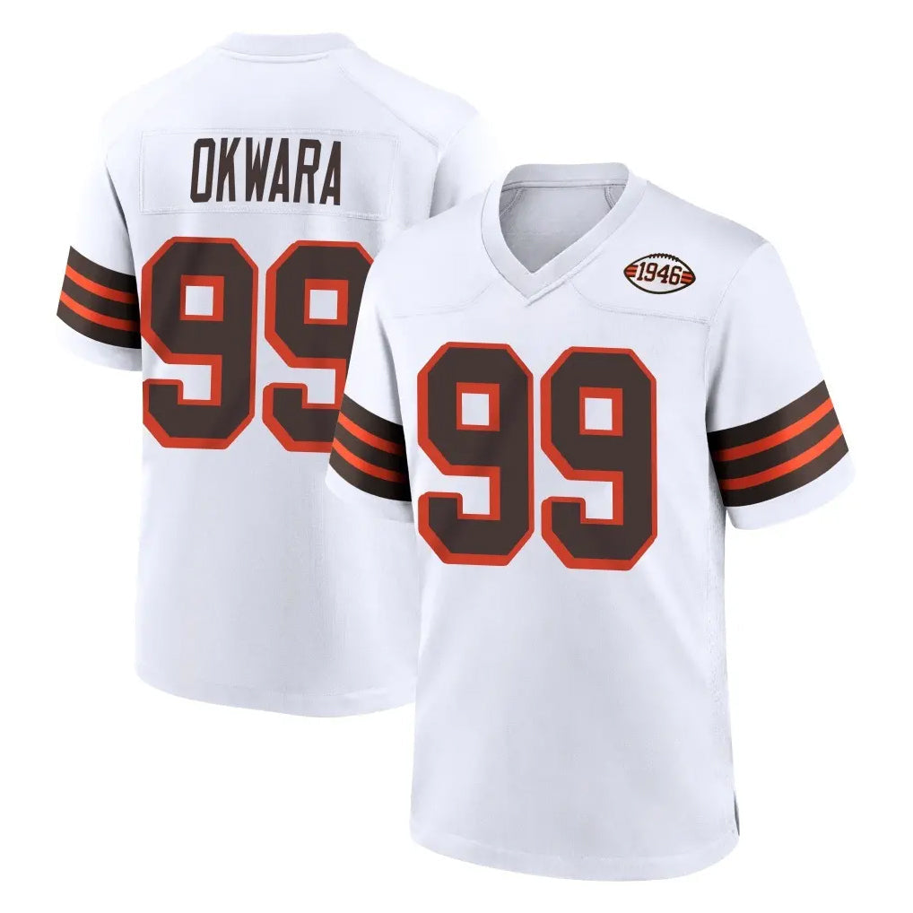 Johmsee C.Browns #99 Julian Okwara Player White Alternate Home Game Stitched Jerseys