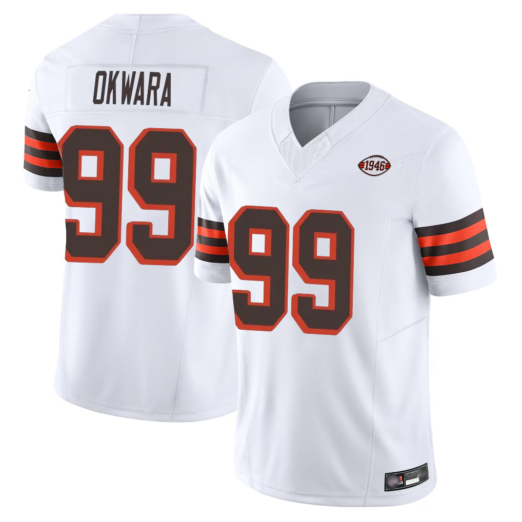Johmsee C.Browns #99 Julian Okwara Player White Limited Vapor F.U.S.E. Alternate Game Stitched Jerseys