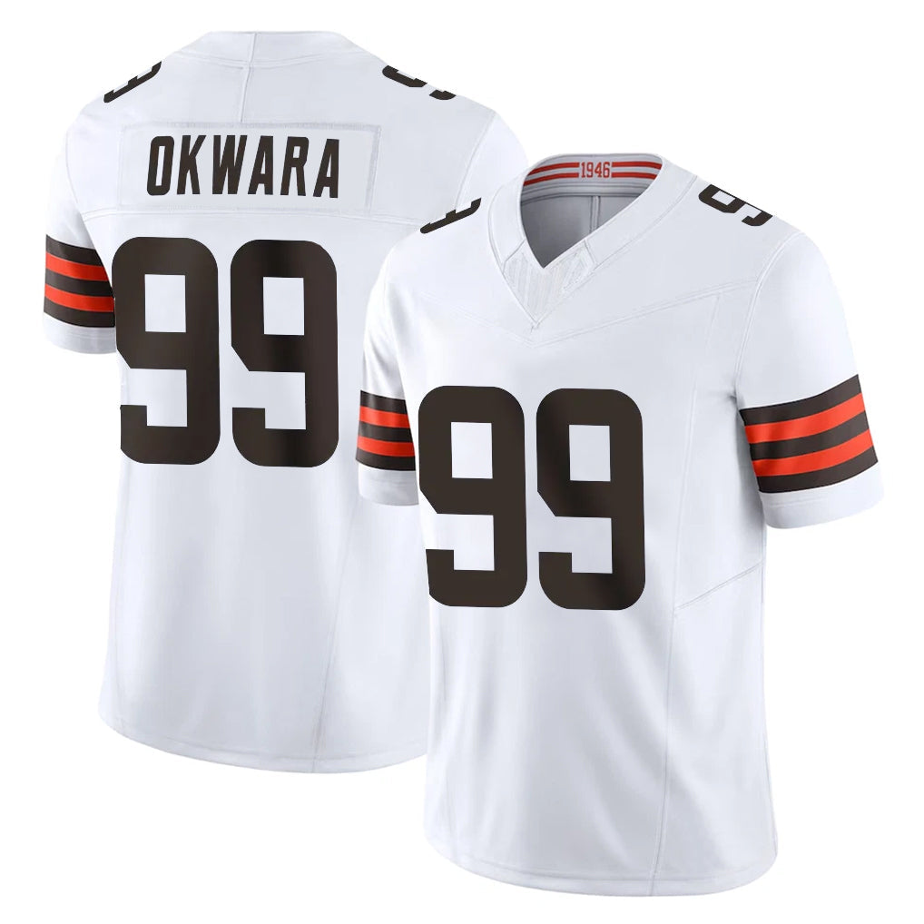 Johmsee C.Browns #99 Julian Okwara Player White Vapor F.U.S.E. Limited Home Game Stitched Jerseys