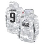 Johmsee C.Browns #9 Grant Delpit Player Arctic Camo Salute to Service Hoodies Limited Game Stitched Jerseys