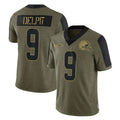 Johmsee C.Browns #9 Grant Delpit Player Olive Salute to Service Limited Home Game Stitched Jerseys
