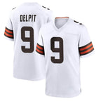 Johmsee C.Browns #9 Grant Delpit Player White Home Game Stitched Jerseys