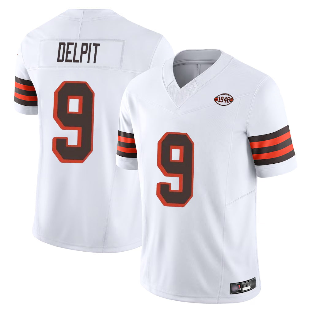 Johmsee C.Browns #9 Grant Delpit Player White Limited Vapor F.U.S.E. Alternate Game Stitched Jerseys
