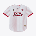 Johmsee C.Bulls Mitchell & Ness White Head Coach Pinstripe Mesh Full-Button Baseball Jerseys