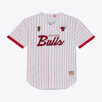 Johmsee C.Bulls Mitchell & Ness White Head Coach Pinstripe Mesh Full-Button Baseball Jerseys