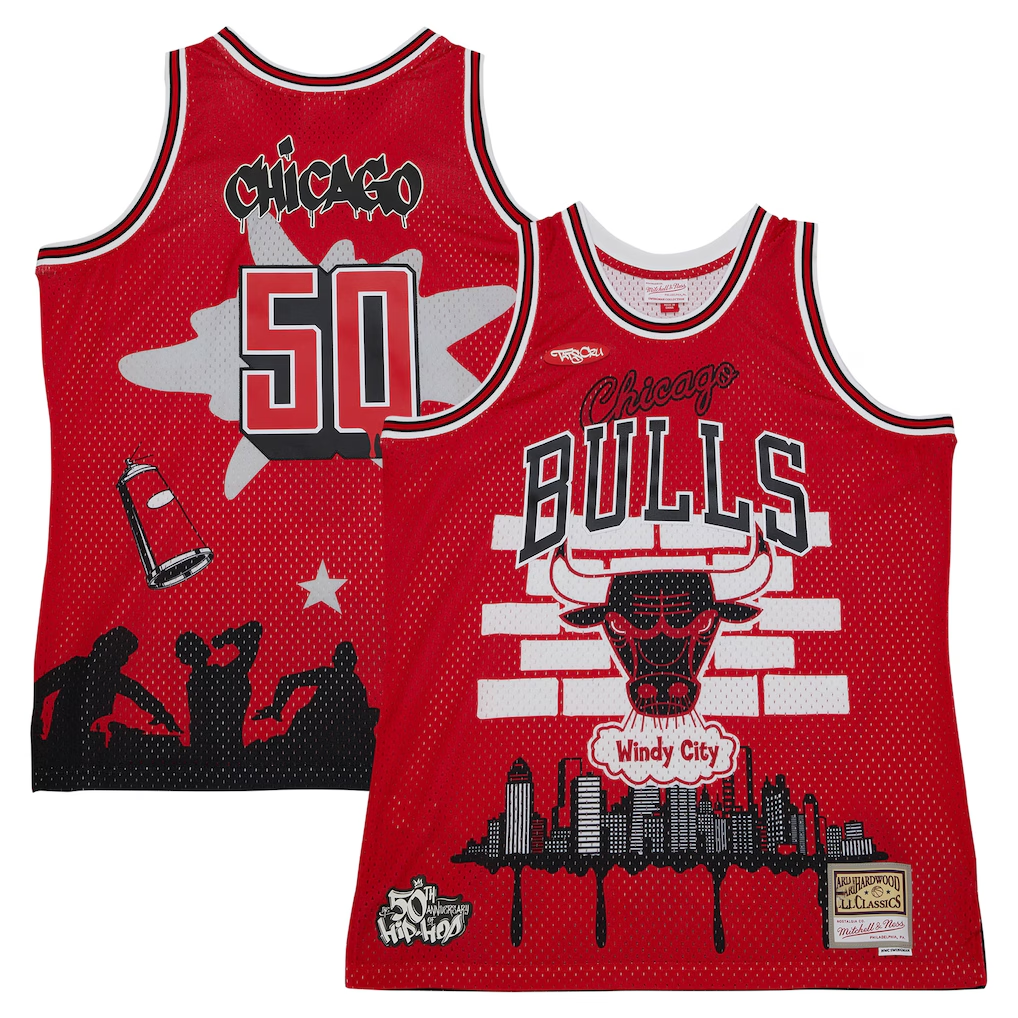 Johmsee C.Bulls Mitchell & Ness x Tats Cru Red Hardwood Classics Fashion Jerseys