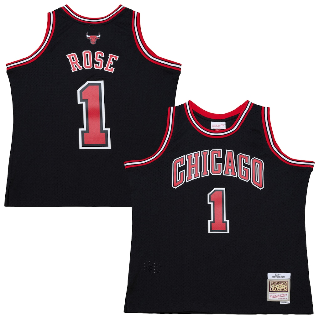 Johmsee C.Bulls #1 Derrick Rose Mitchell & Ness Black Big & Tall 2010-11 Swingman Jerseys