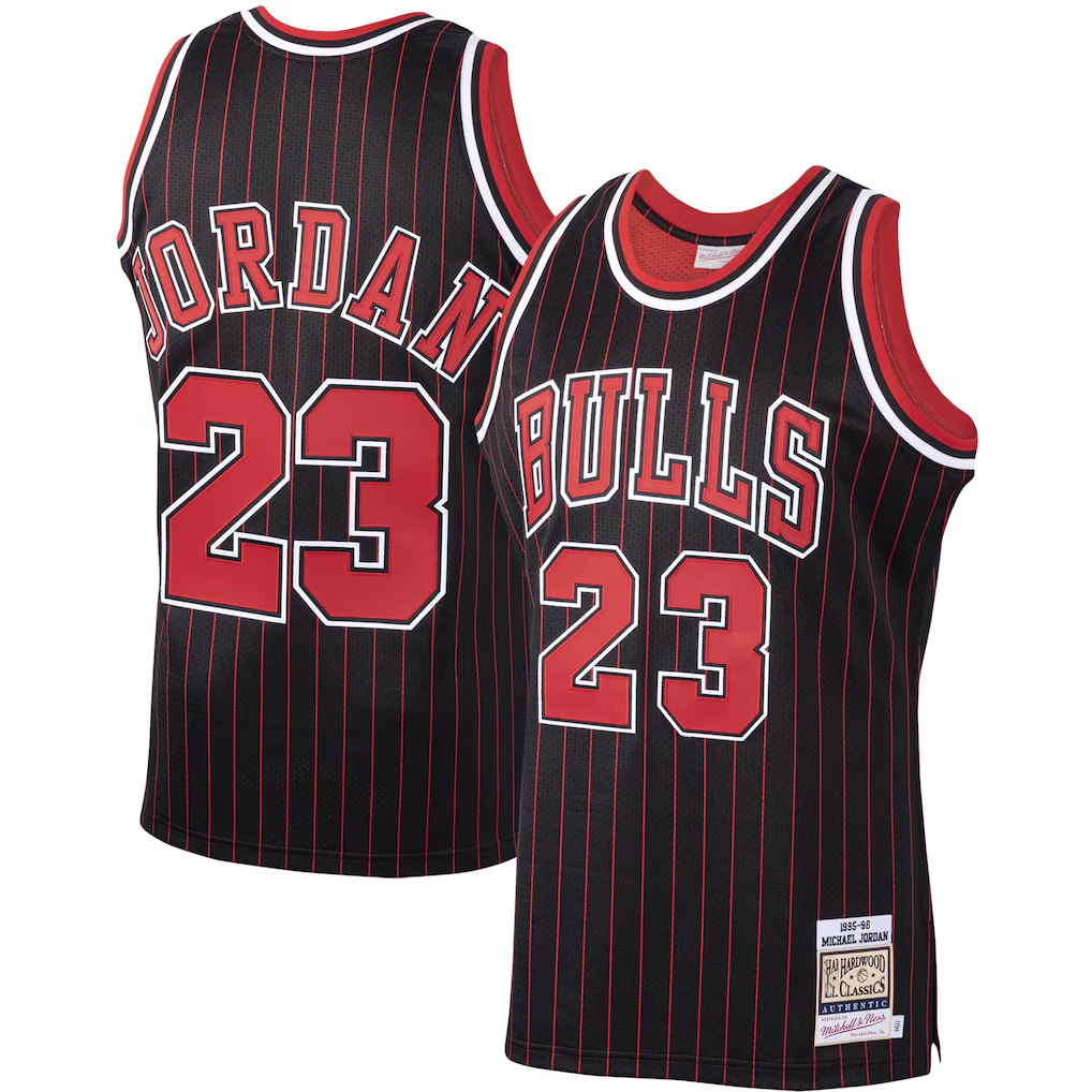 Johmsee C.Bulls #23 Michael Jordan Mitchell & Ness Black 1995-96 Hardwood Classics Authentic Jerseys