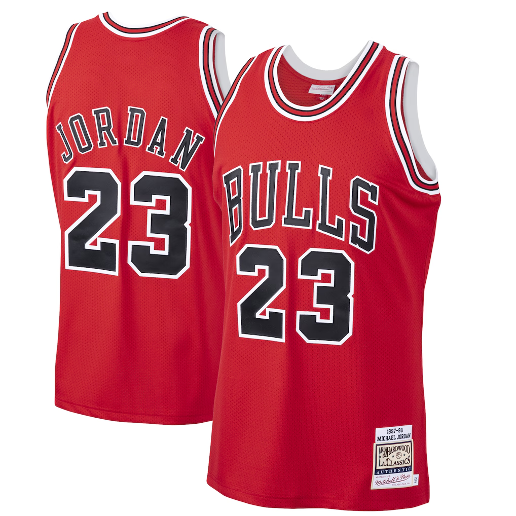 Johmsee C.Bulls #23 Michael Jordan Mitchell & Ness Scarlet 1997-98 Hardwood Classics Authentic Jerseys