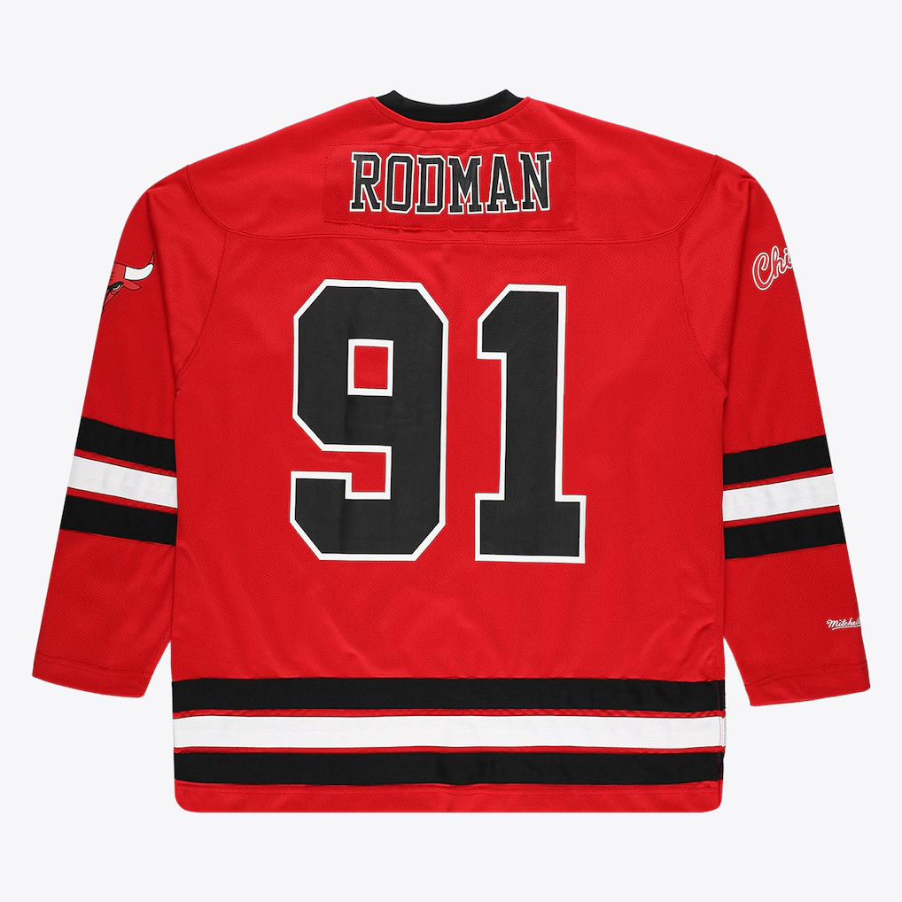 Johmsee C.Bulls #91 Dennis Rodman Mitchell & Ness Red Big & Tall  Hockey Jerseys