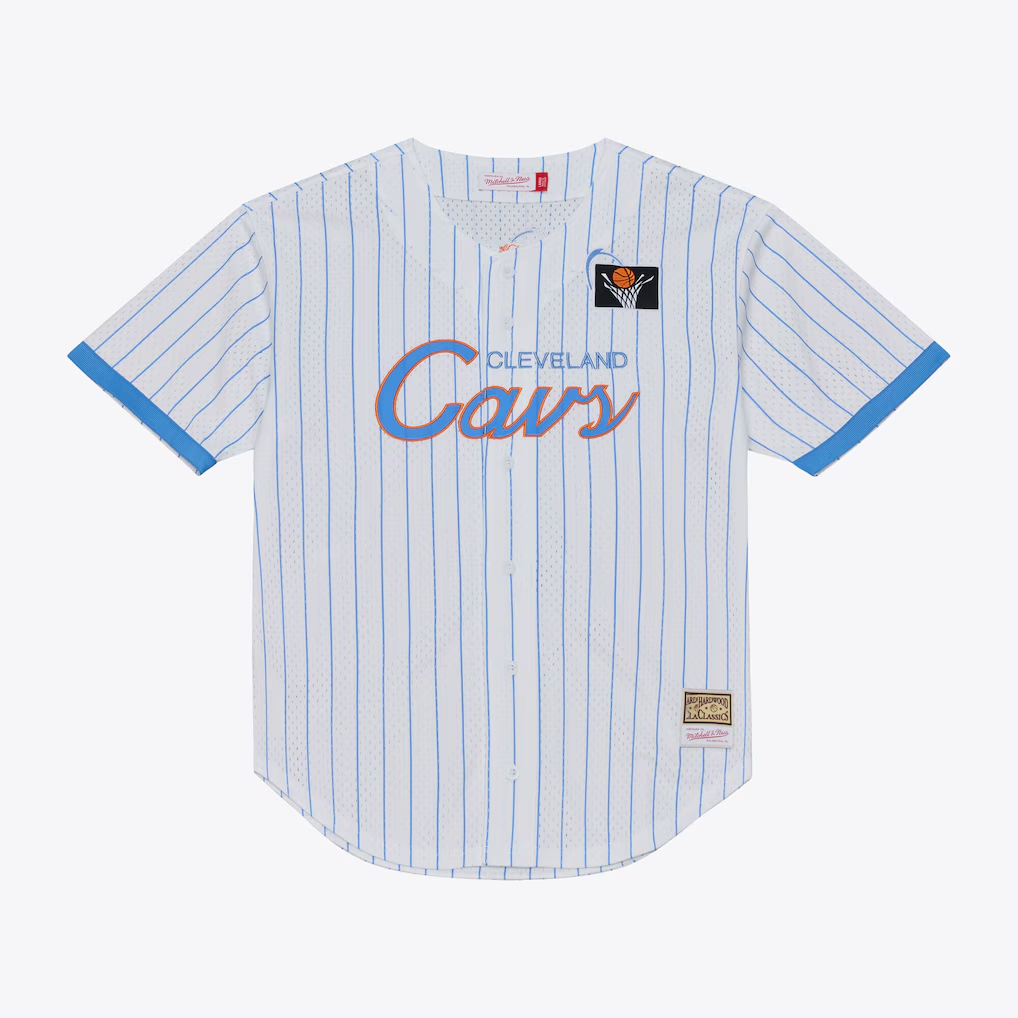 Johmsee C.Cavaliers Mitchell & Ness White Head Coach Pinstripe Mesh Full-Button Baseball Jerseys