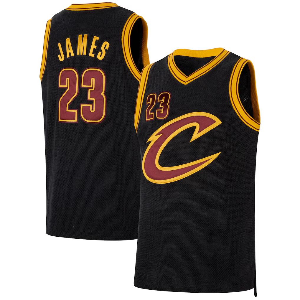 Johmsee C.Cavaliers #23 LeBron James Black Forever King Authentic Jerseys