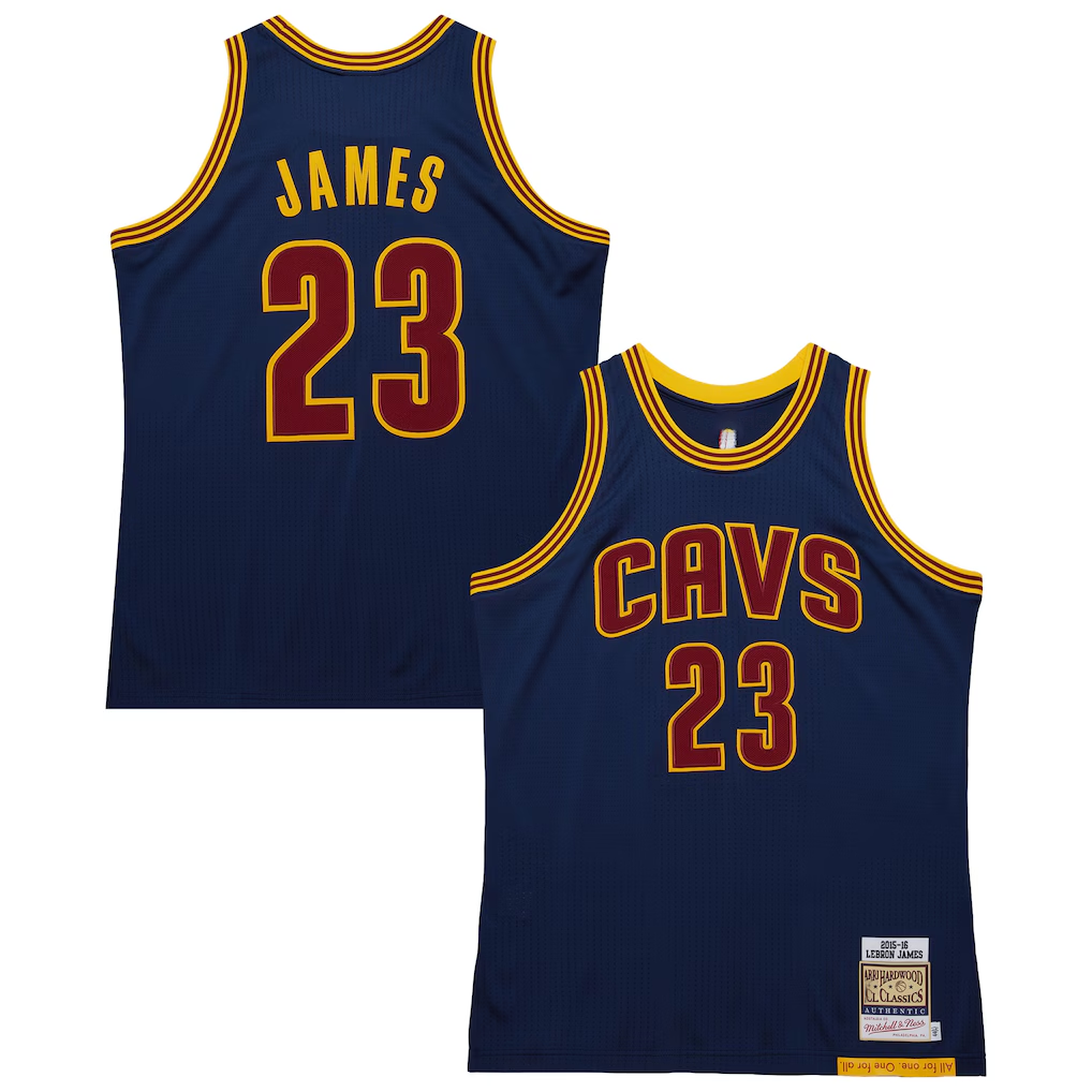 Johmsee C.Cavaliers #23 LeBron James Mitchell & Ness Navy Big & Tall 201516 Swingman Jerseys