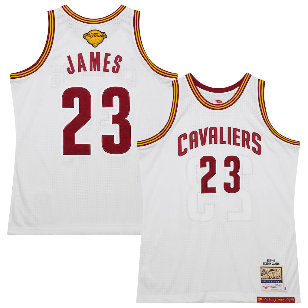 Johmsee C.Cavaliers #23 LeBron James Mitchell & Ness White 2015-16 Hardwood Classics Authentic Jerseys